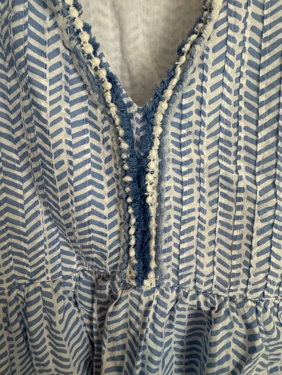 Vineyard Vines Blue Cotton Mini Dress Sleeveless Fit & Flare Summer Size L - Picture 5 of 9